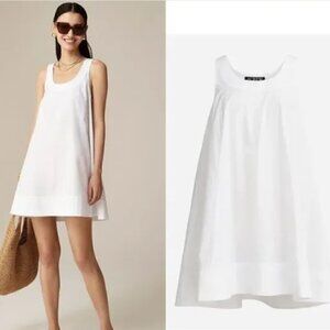 J.Crew Scoopneck Shift Dress in Cotton Poplin (White)
